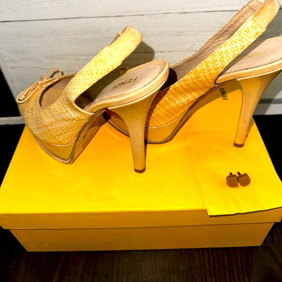 Straw Striped Slingback Pumps - Picture 6 of 12